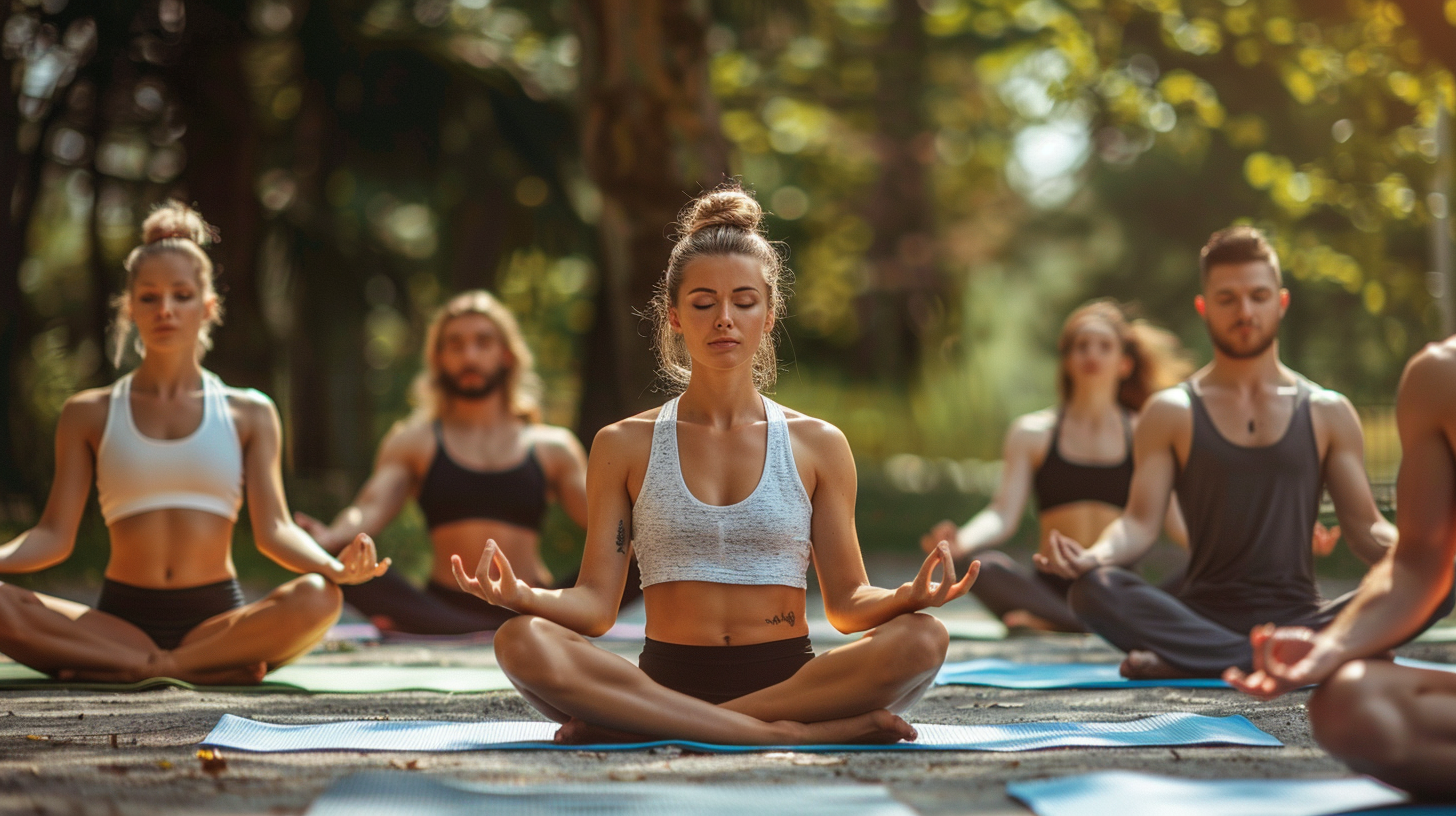 Медитація в групі практикуючих йогу